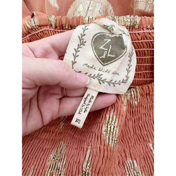 Z&L Europe Womens Mauve Pink Sophia Paisley Print Smocked Maxi Dress Size Medium - Picture 6 of 7